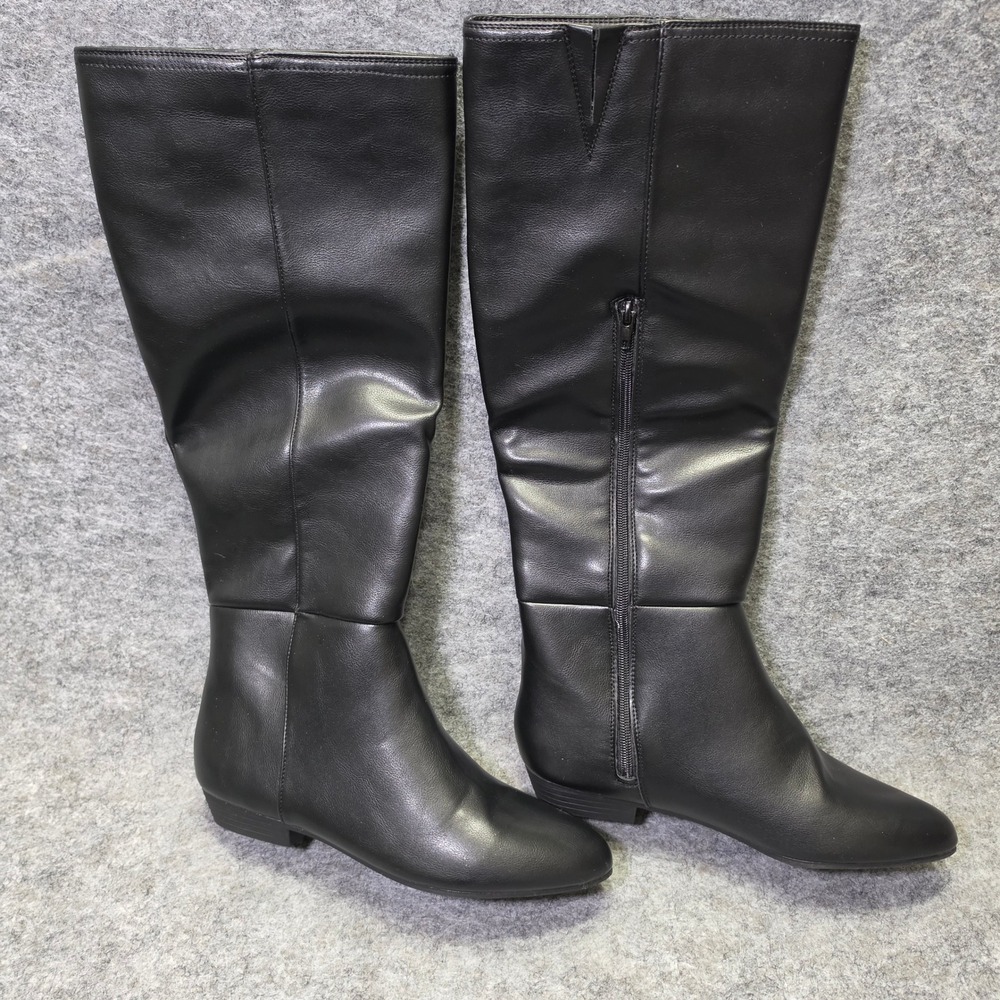 Sugar Women Immerse‎ Faux Leather Black Size 8.5M Tall Flat Dress Boots Side Zip
